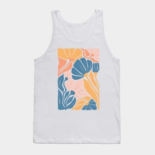 Blue Yellow Pink Abstract Flowers Tank Top